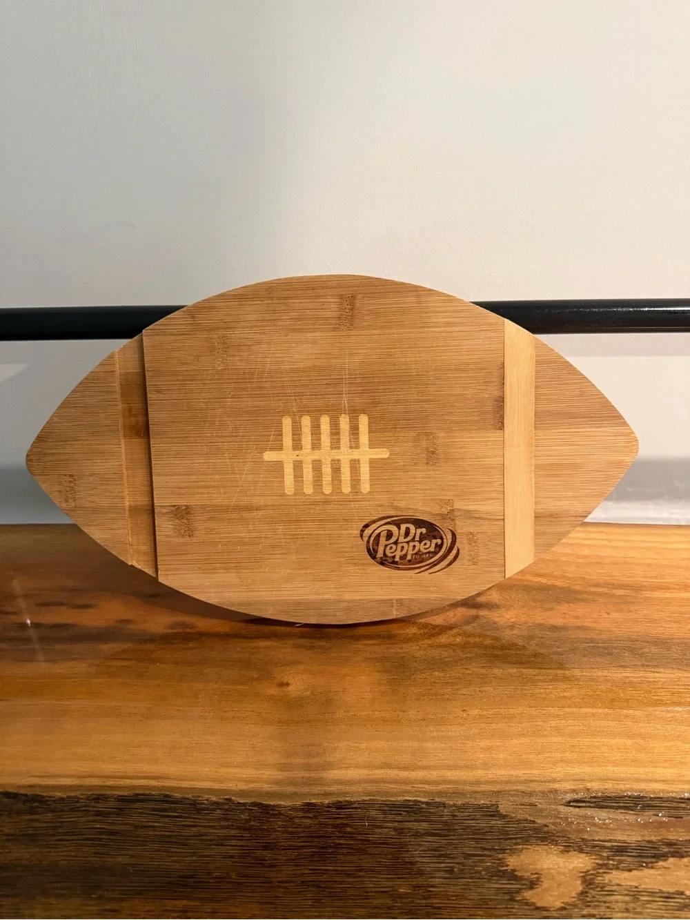 Dr Pepper Football-Shaped Bamboo Serving Board